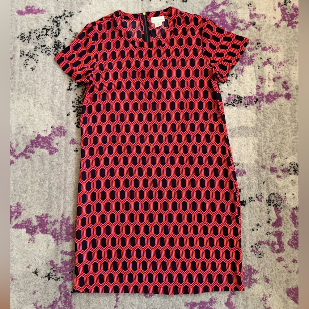 Adrienne Vittadini pink and orange geometric patterned summer dress!